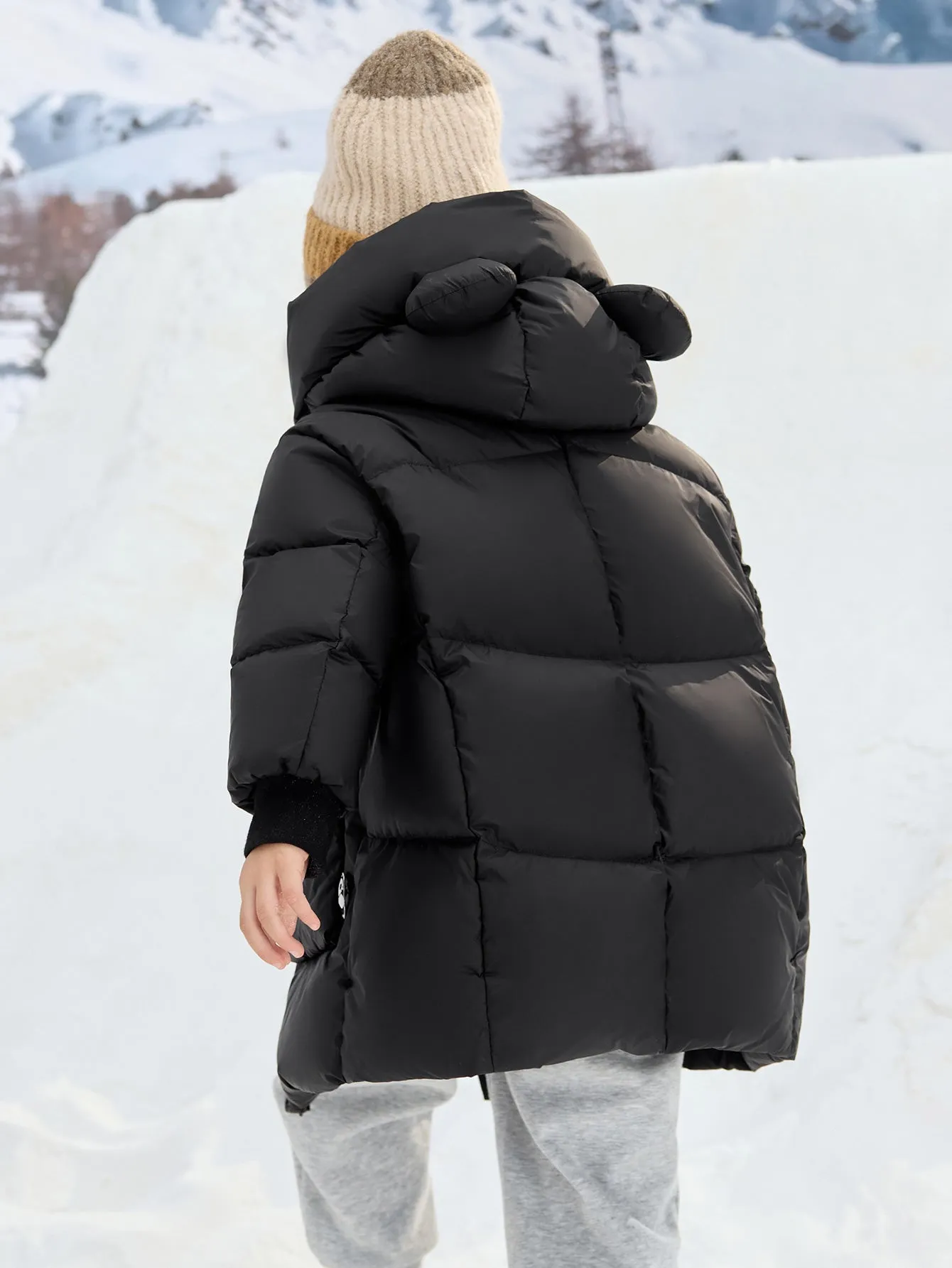 Unisex Toddler Ear Shaped Hood Down Jacket