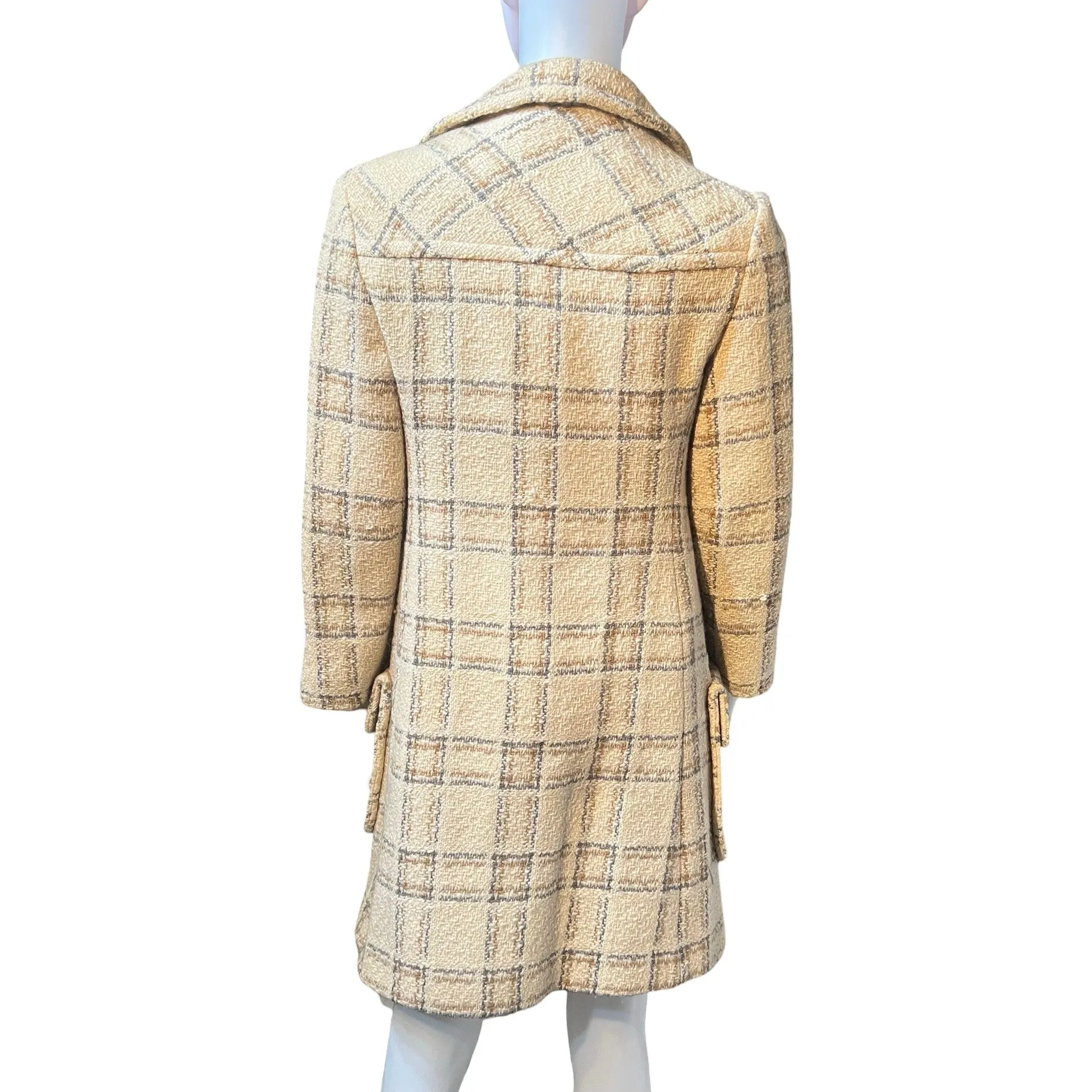 Vintage 1950s Boucle Plaid Peacoat