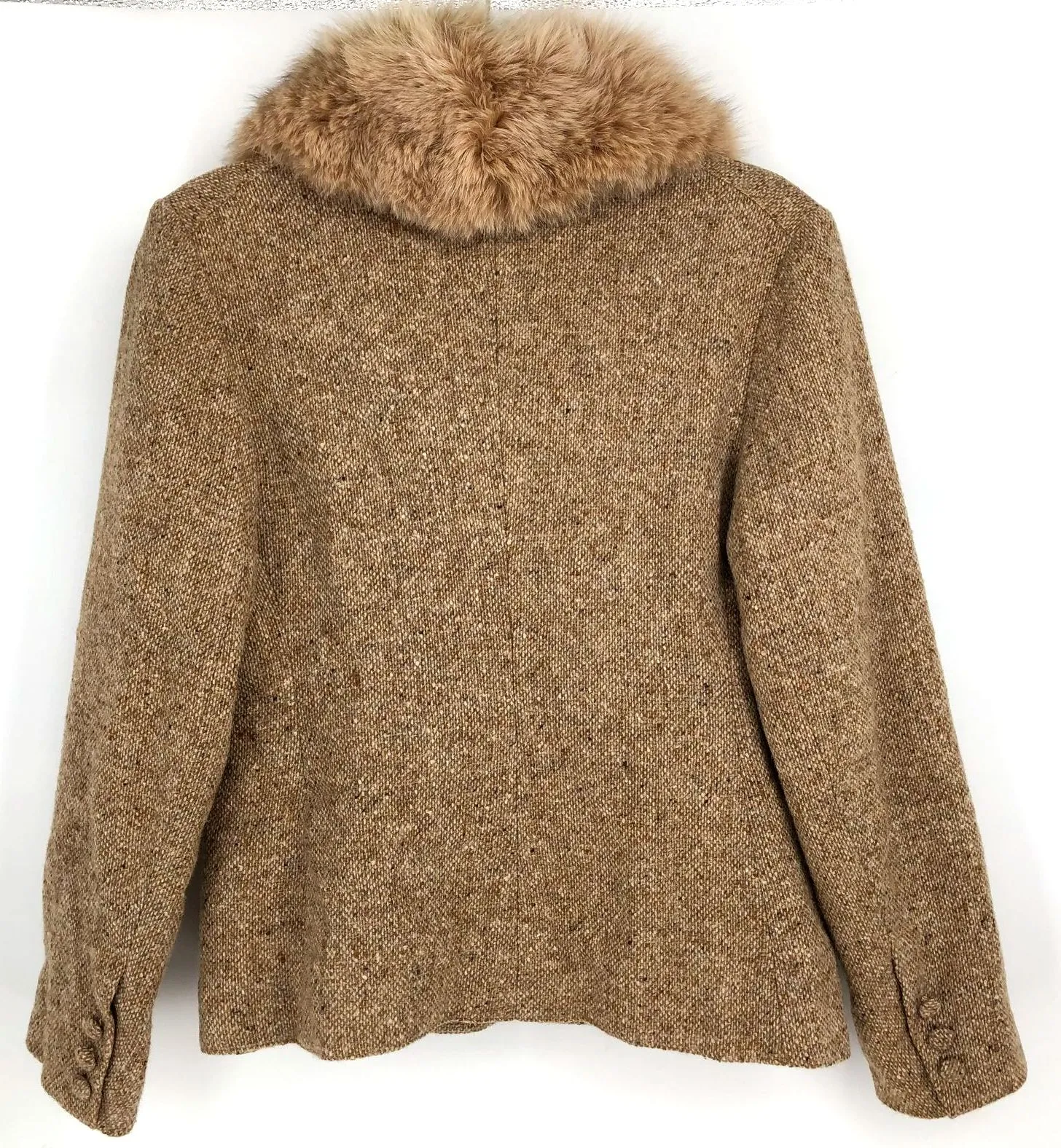 Vintage Adolph Schuman for Lilli Ann Women's Luxury Tan Wool Coat w/ Fur Collar