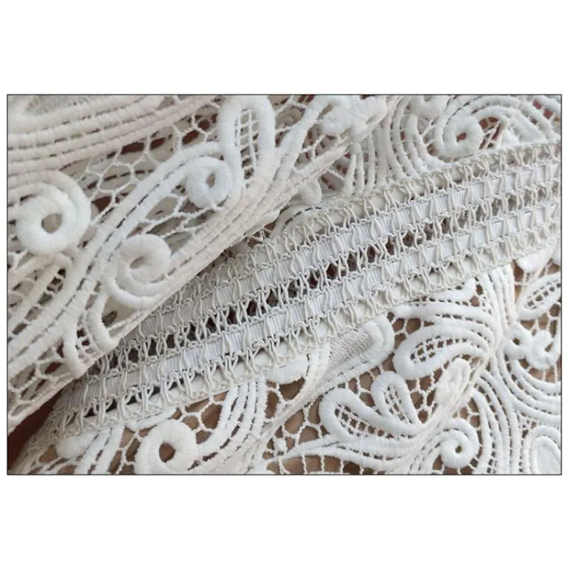 Vintage Designer Runway Flare Sleeve Lace Cascading Ruffle Maxi Dress