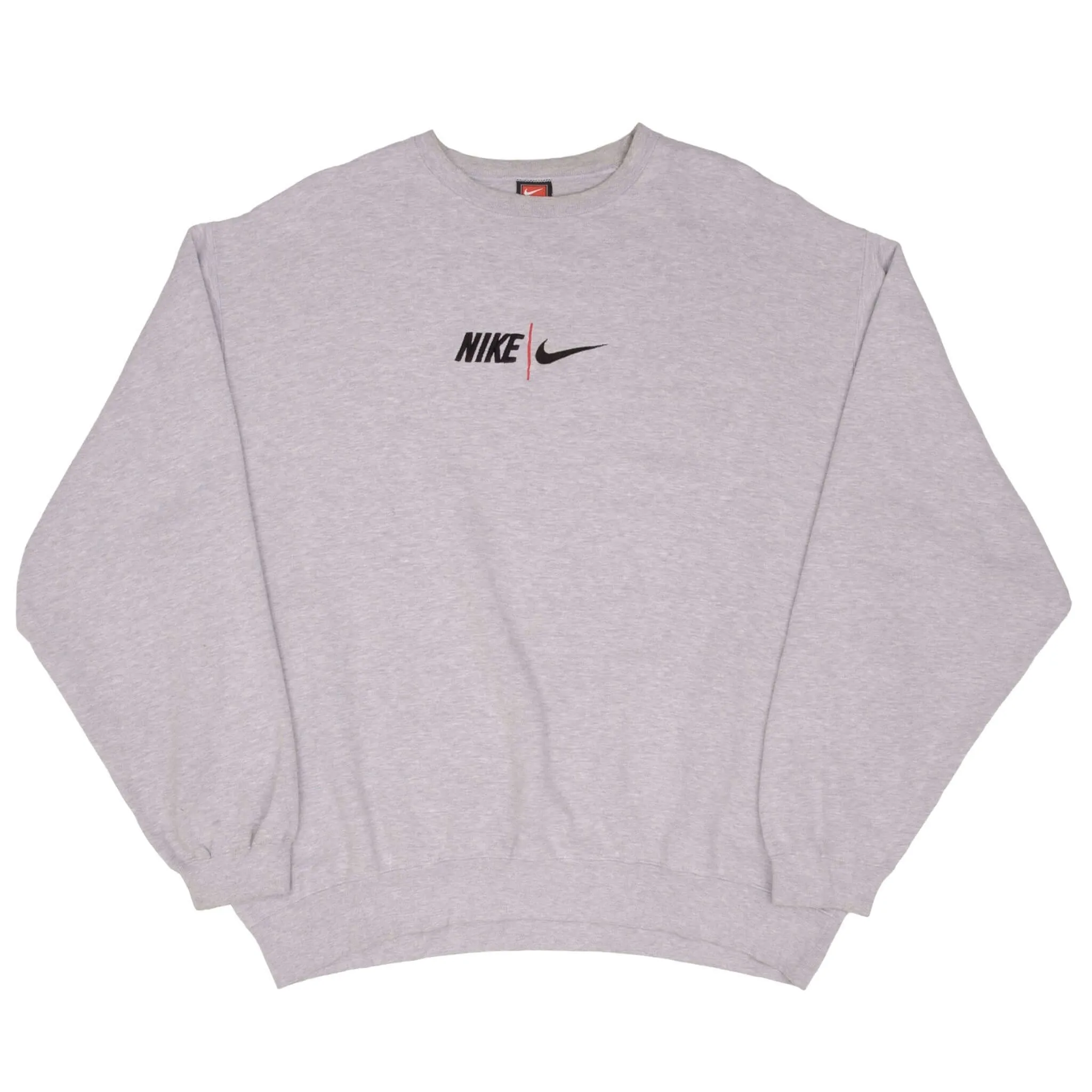 VINTAGE NIKE SPELLOUT SWOOSH GRAY SWEATSHIRT 1990S SIZE 2XL