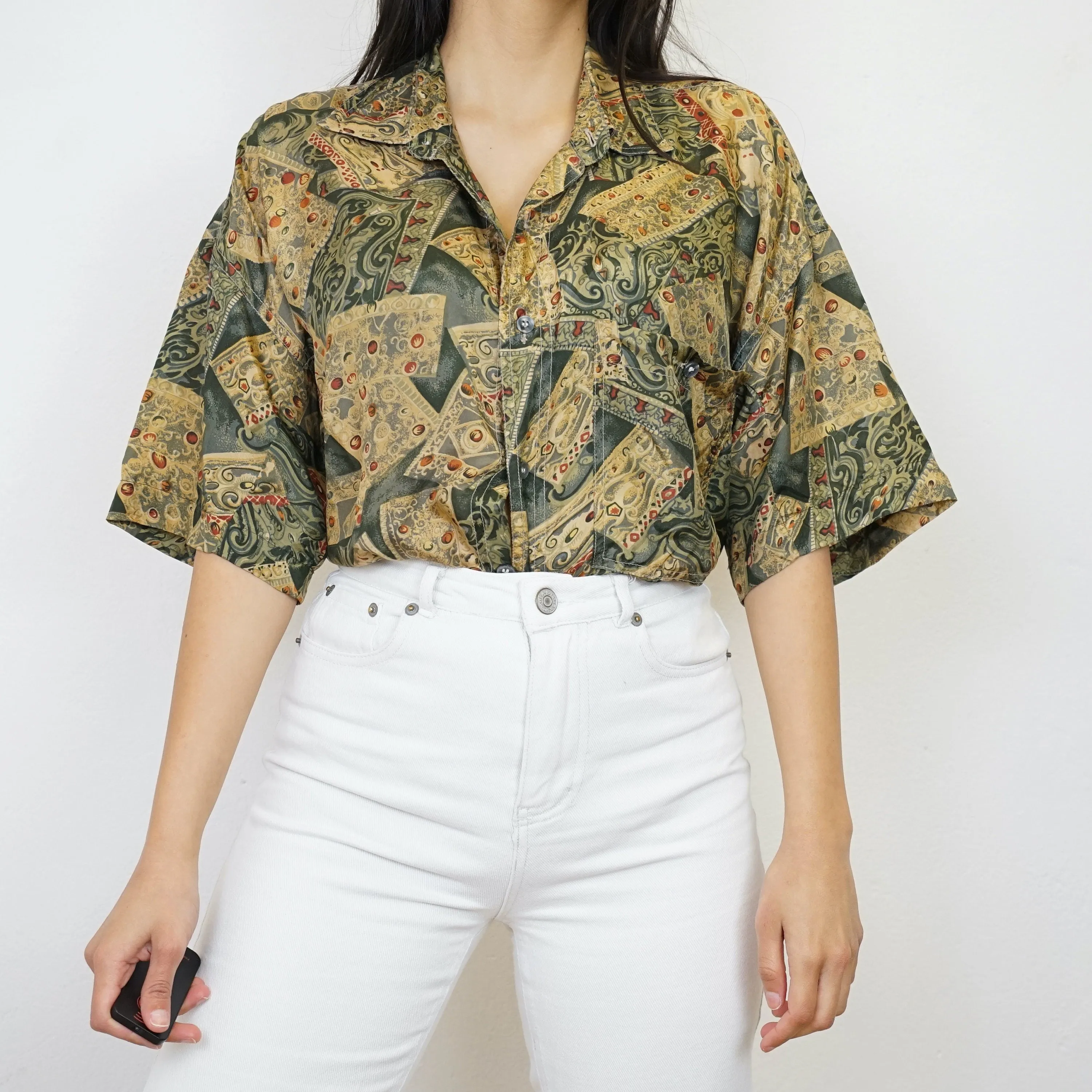 Vintage silk Shirt size L