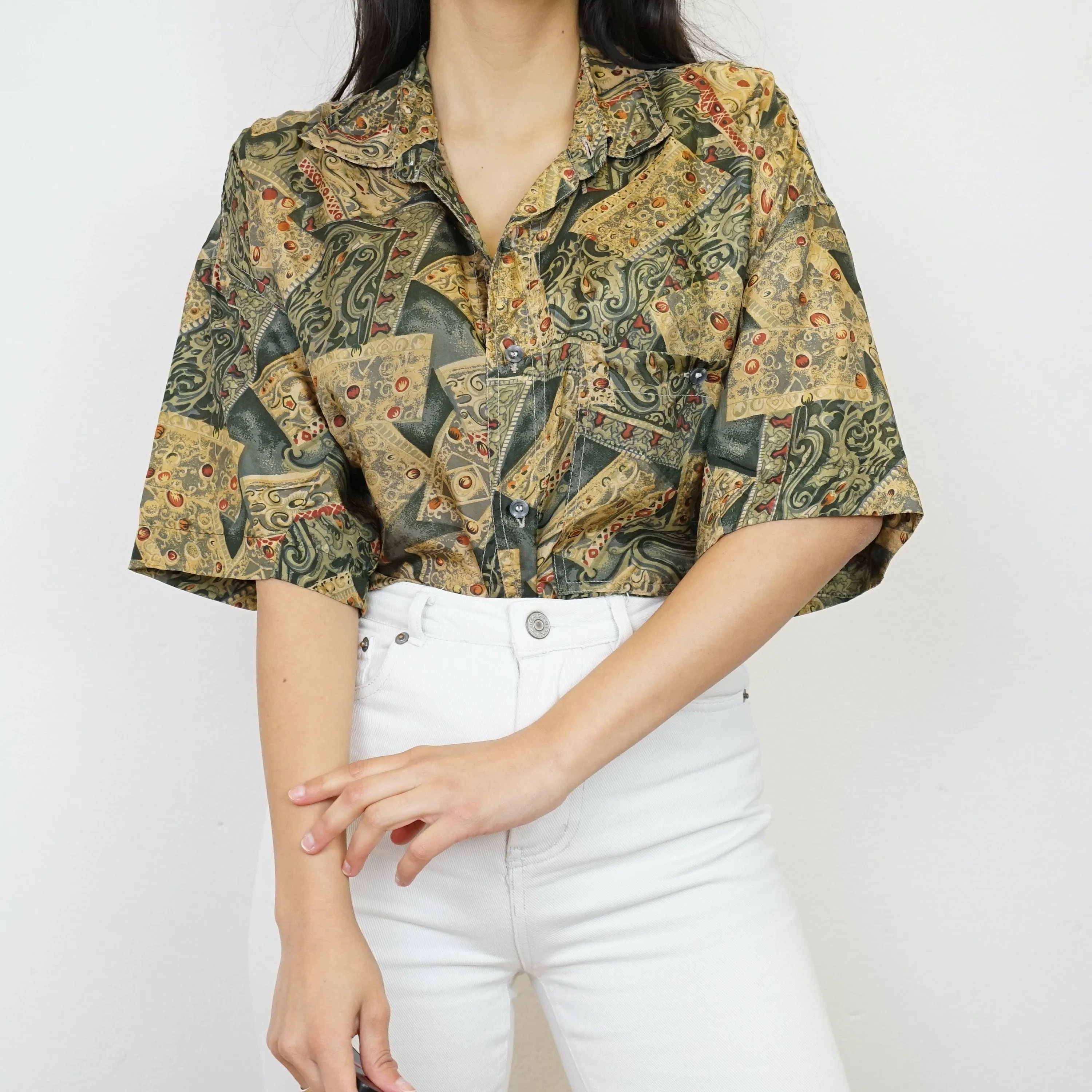 Vintage silk Shirt size L