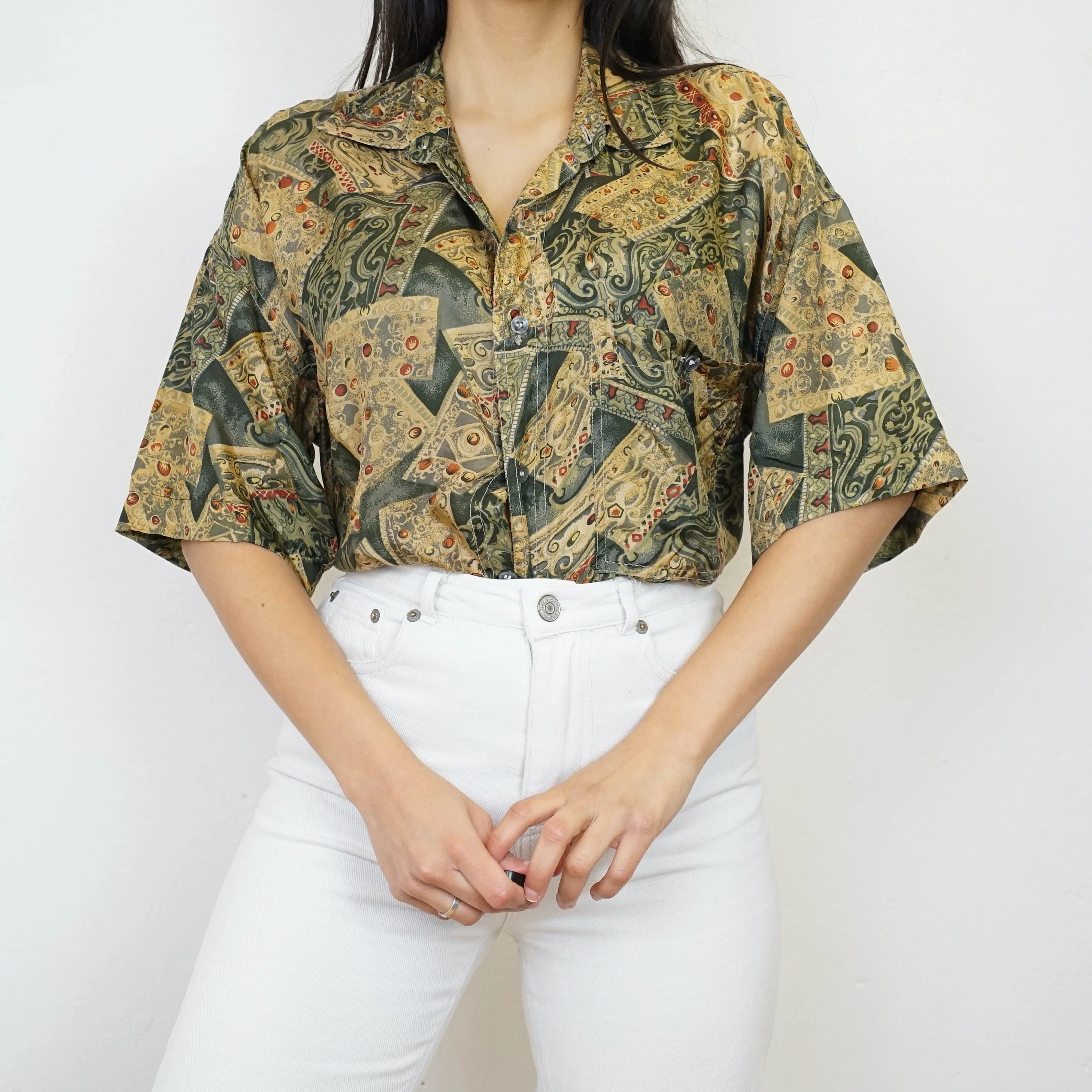 Vintage silk Shirt size L