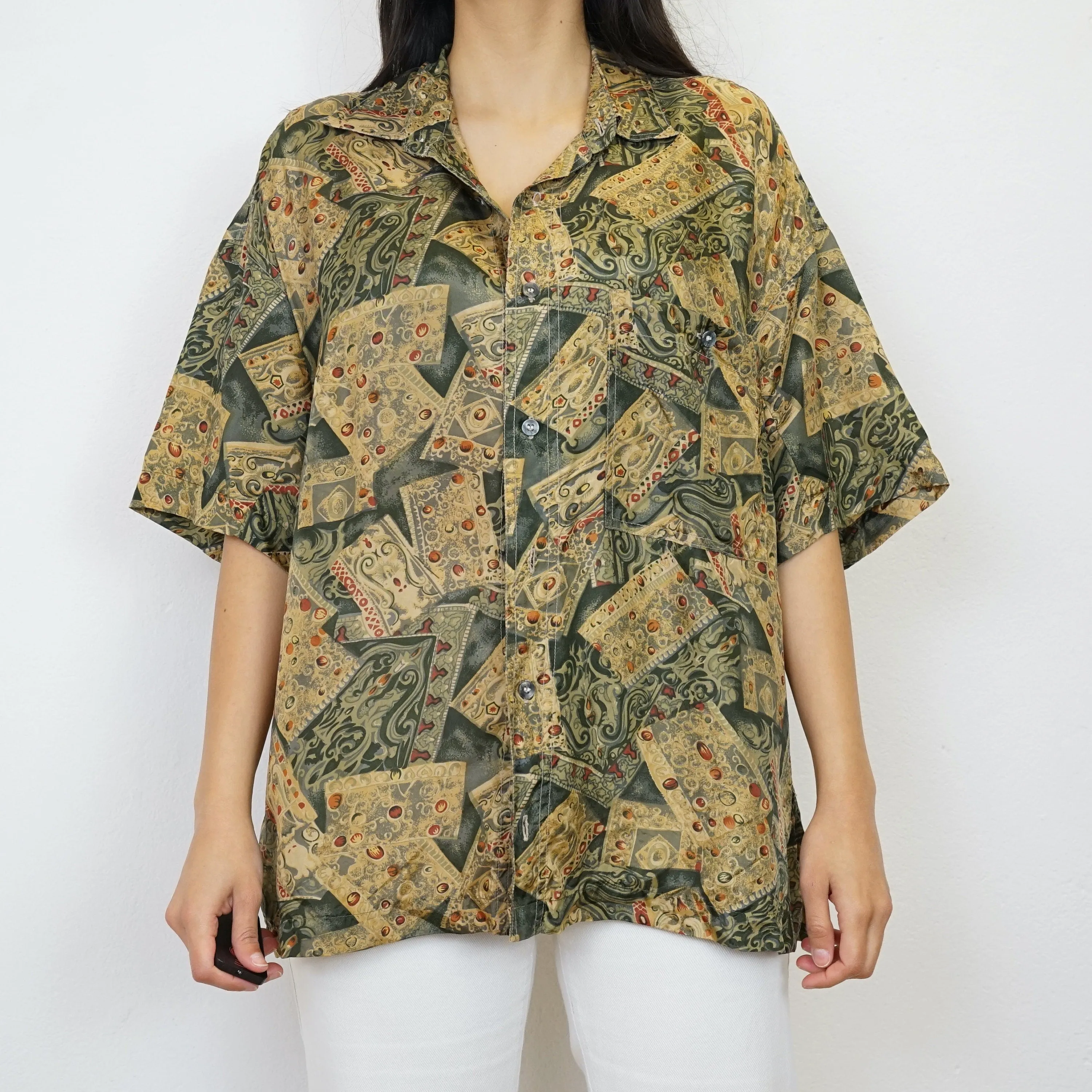 Vintage silk Shirt size L