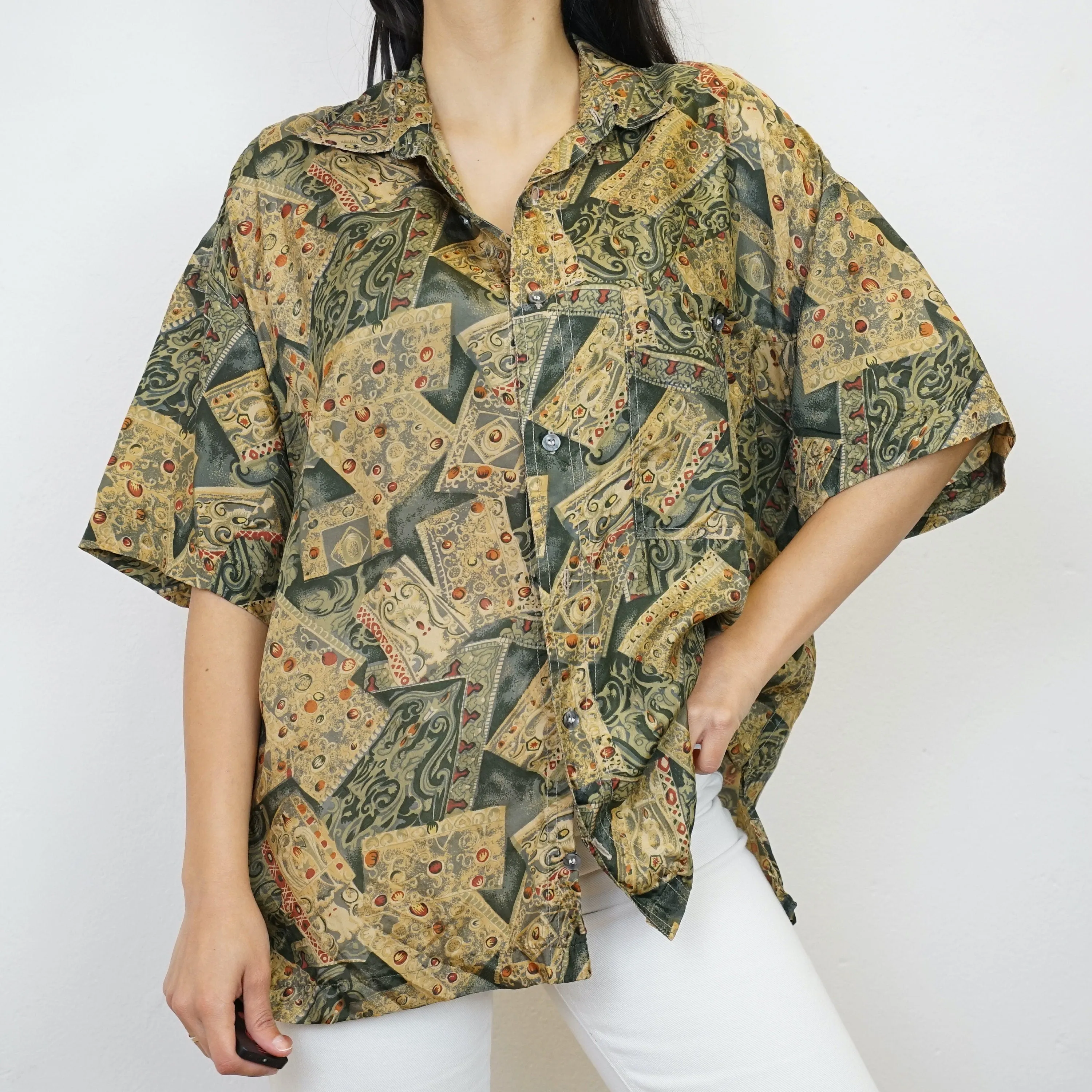Vintage silk Shirt size L