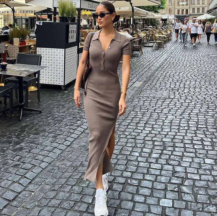 Vvsha Bionda Short Sleeve Maxi Dress