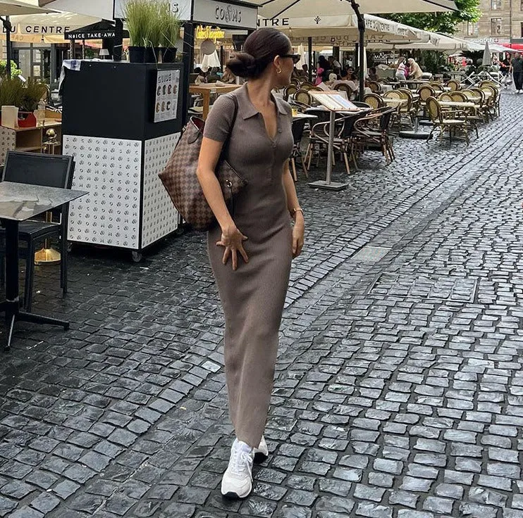 Vvsha Bionda Short Sleeve Maxi Dress