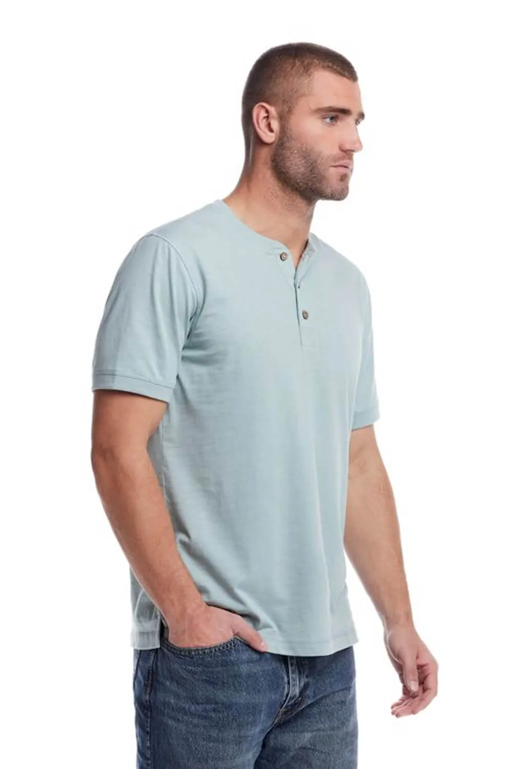 Weatherproof Vintage Jersey Henley Shirt for Men in Sea Spray Heather | S253659GK-SEA MIST HEATHER