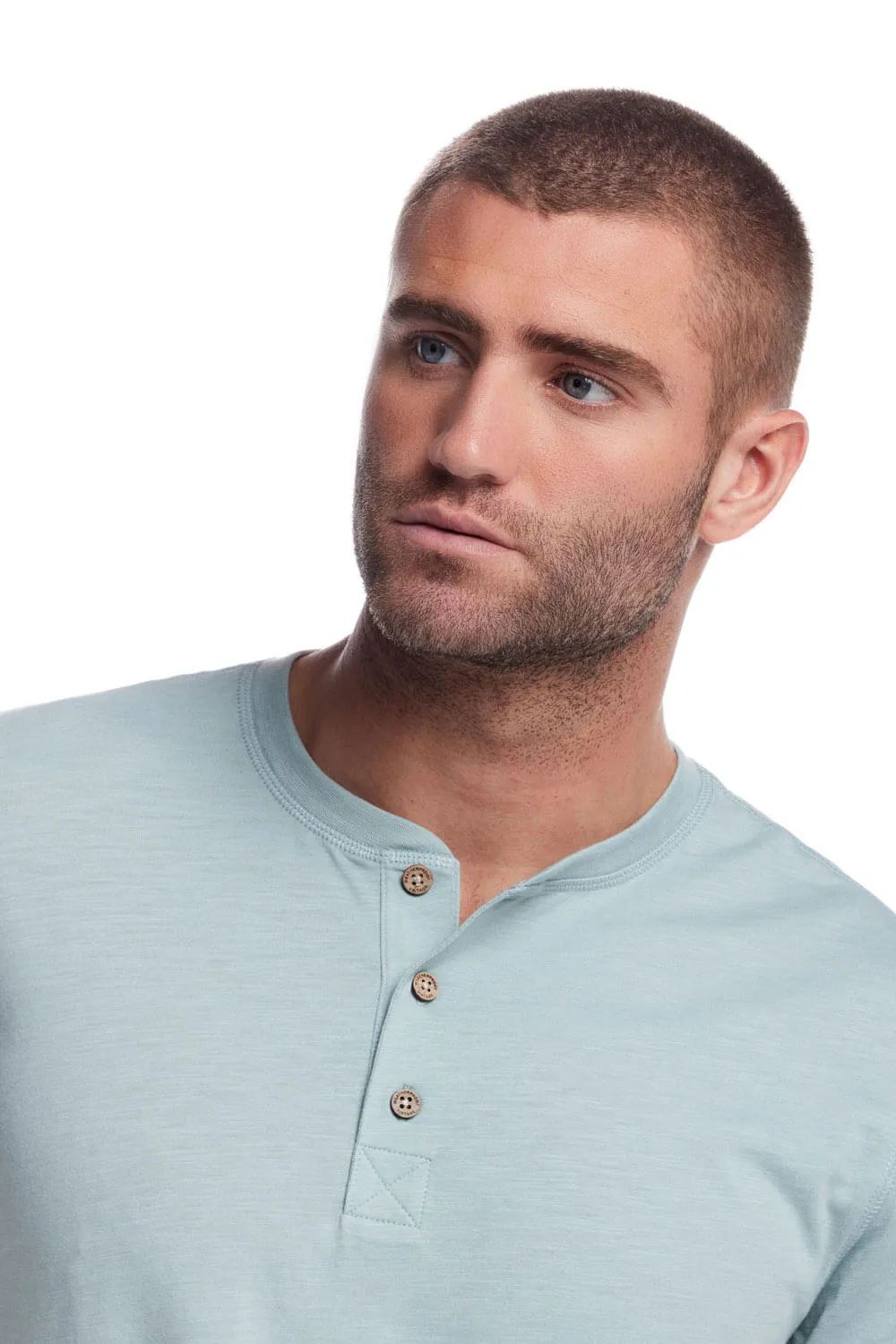 Weatherproof Vintage Jersey Henley Shirt for Men in Sea Spray Heather | S253659GK-SEA MIST HEATHER