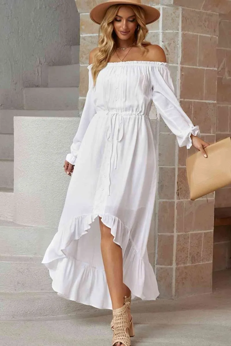 Whispering Winds White Long Sleeve Dress