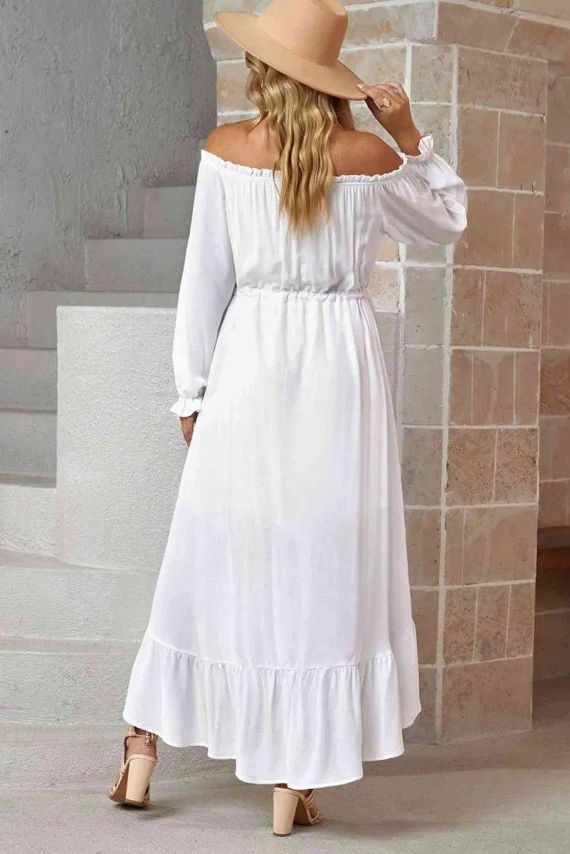 Whispering Winds White Long Sleeve Dress