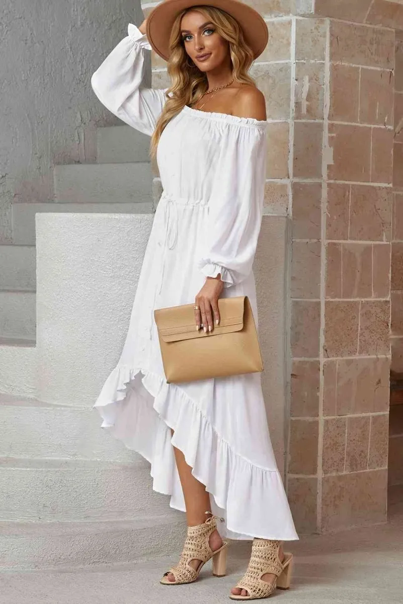 Whispering Winds White Long Sleeve Dress