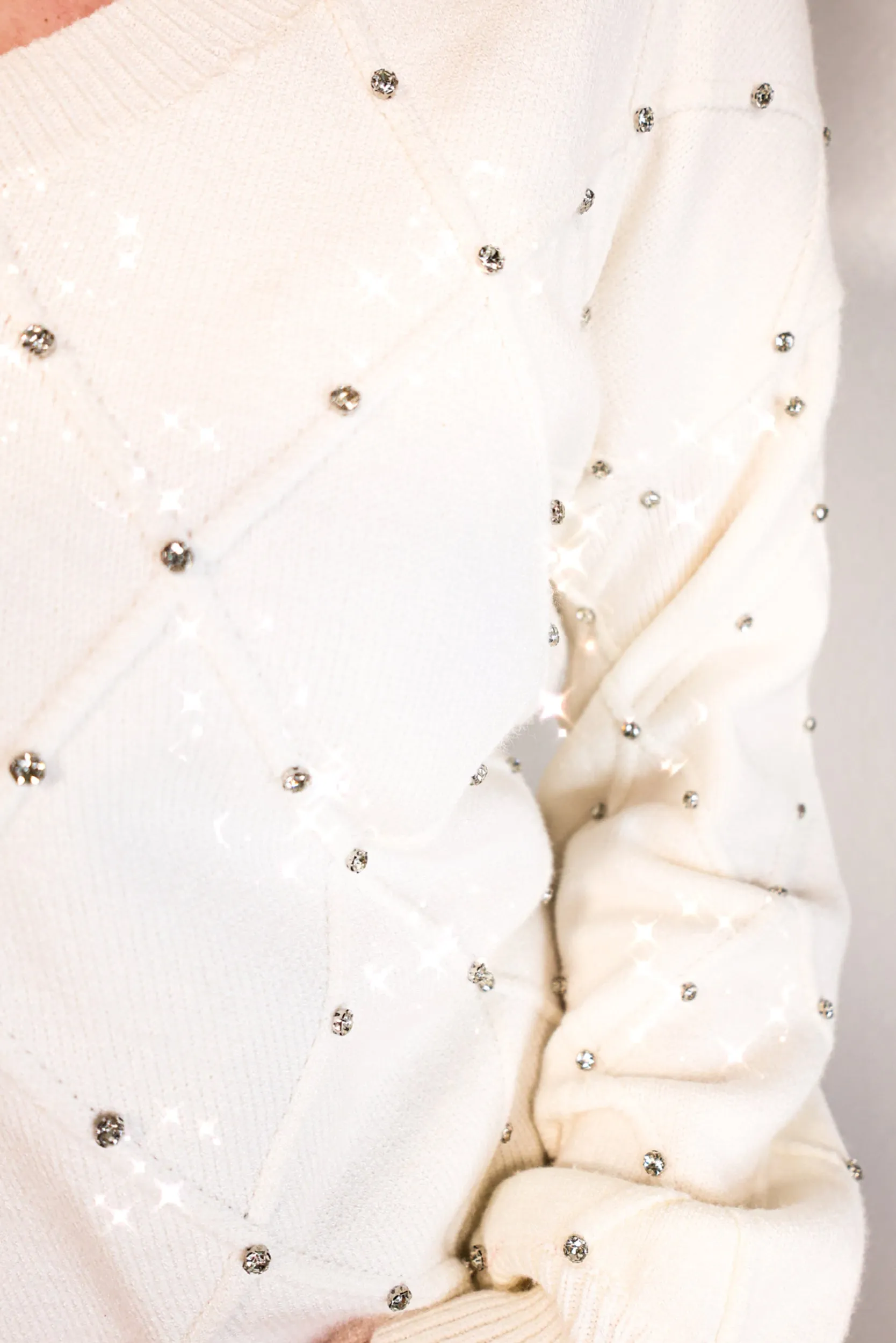 Winter Wonderland Rhinestone V-Neck Sweater