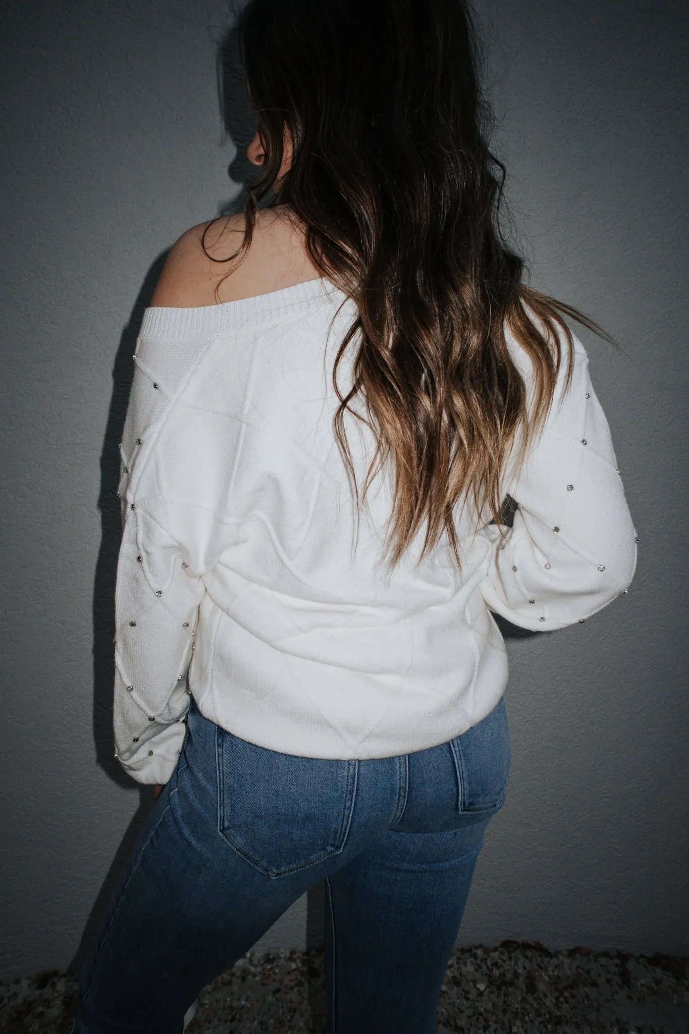 Winter Wonderland Rhinestone V-Neck Sweater