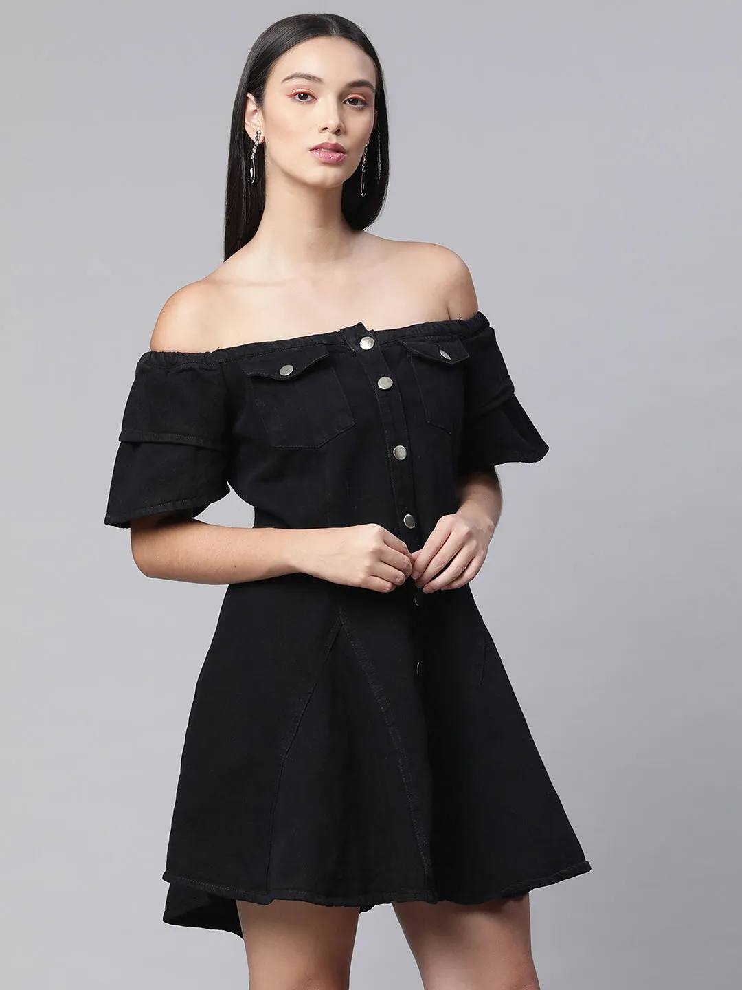 Women Dark Blue Denim Dress