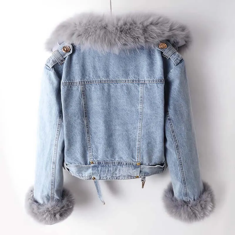 Women's Faux Fur Lined Denim Winter Coat