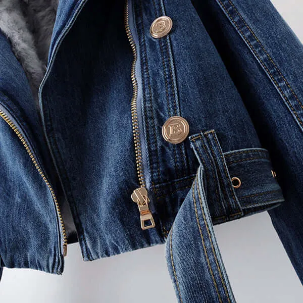 Women's Faux Fur Lined Denim Winter Coat
