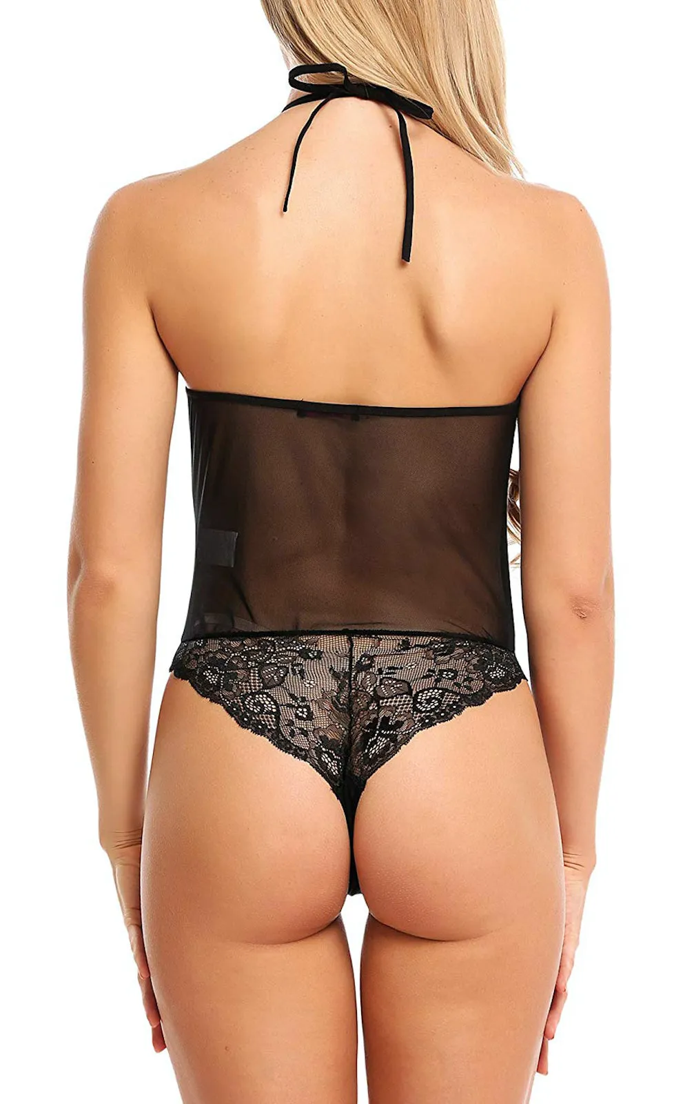 Xs and Os Women Teddy One Piece Halter Babydoll Bodysuit Lingerie
